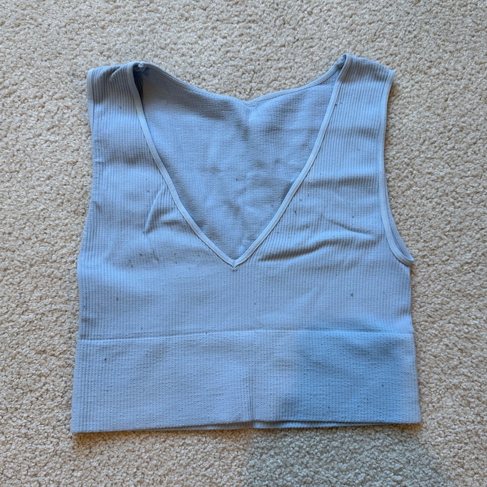 Light Blue Sleeveless Ribbed Top
